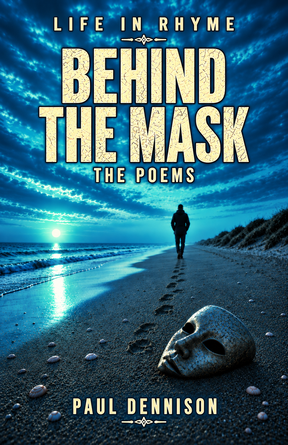 Behind the Mask poetry book, blue cover